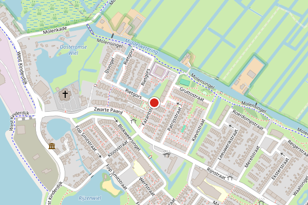 Brandweer-melding op Fazantstraat, Alblasserdam op 24 juli, kaart-overzicht