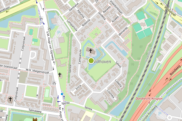Ambulance-melding op Zuidhovenlaantje, Dordrecht op 24 juli, kaart-overzicht