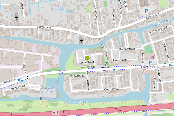 Ambulance-melding op Jupiterstraat, Hardinxveld-Giessendam op 25 juli, kaart-overzicht