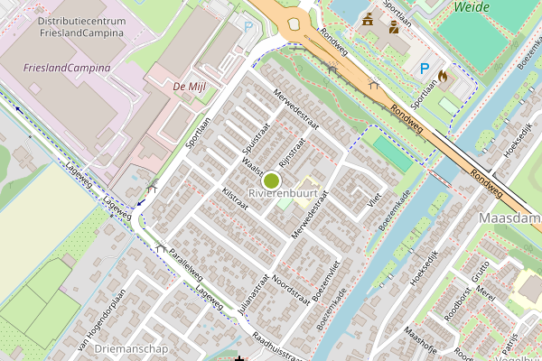 Ambulance-melding op Waalstraat, Maasdam op 25 juli, kaart-overzicht