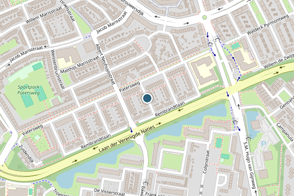 Politie-melding op Adriaen van Ostadestraat, Dordrecht op 25 juli, kaart-overzicht