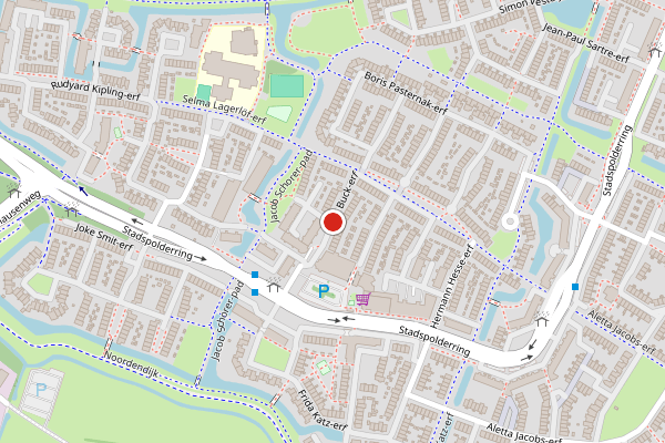 Brandweer-melding op Pearl Buck-erf, Dordrecht op 25 juli, kaart-overzicht