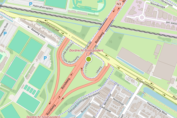Ambulance-melding op Fietspad Oostzijde Rondweg, Dordrecht op 26 juli, kaart-overzicht