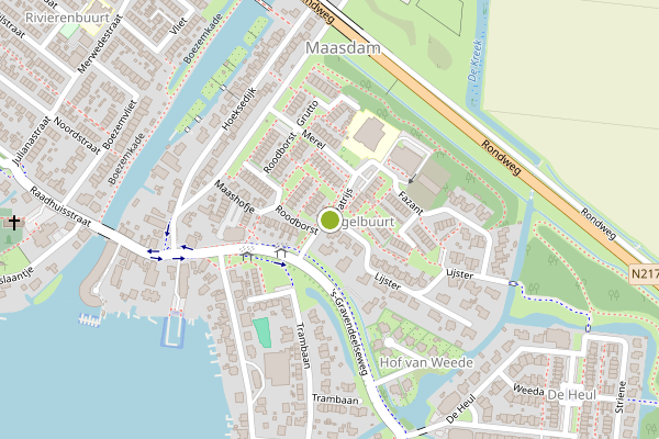 Ambulance-melding op Patrijs, Maasdam op 26 juli, kaart-overzicht