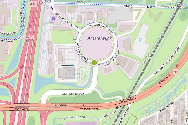 Ambulance-melding op Laan van Europa, Dordrecht op 26 juli, kaart-overzicht