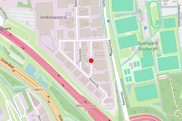 Brandweer-melding op Kelvinring, Alblasserdam op 27 juli, kaart-overzicht