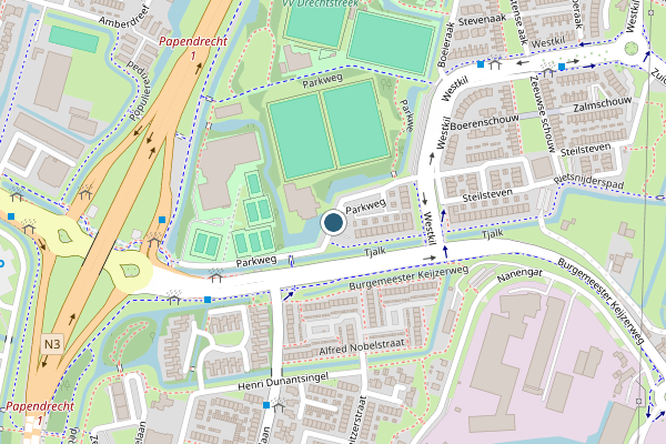 Politie-melding op Parkweg, Papendrecht op 27 juli, kaart-overzicht