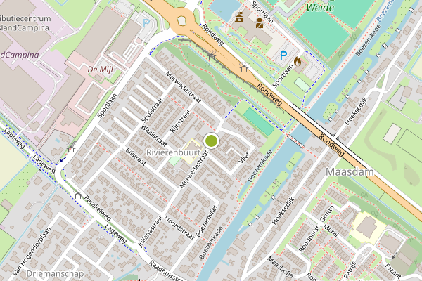 Ambulance-melding op Merwedestraat, Maasdam op 10 juli, kaart-overzicht