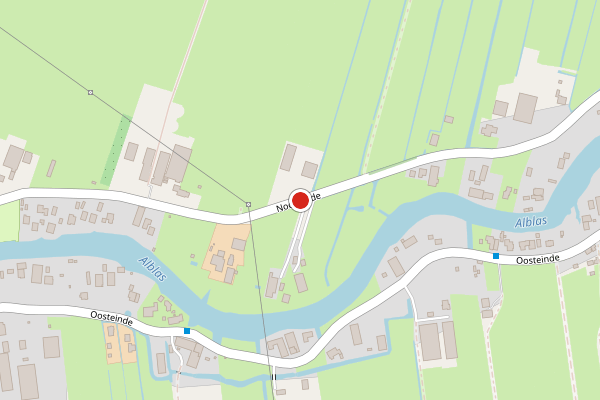 Brandweer-melding op Noordzijde, Oud-Alblas op 27 juni, kaart-overzicht