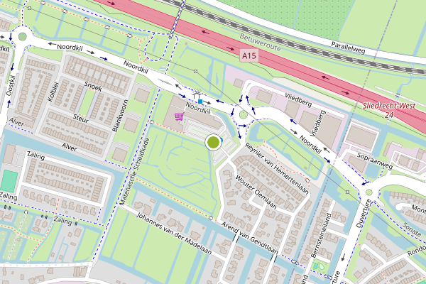 Ambulance-melding op Markt van Matena, Papendrecht op 29 juli, kaart-overzicht