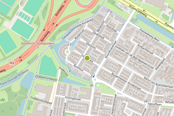 Ambulance-melding op Groenhove, Dordrecht op 30 juli, kaart-overzicht