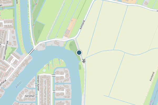 Politie-melding op Kortland, Alblasserdam op 30 juli, kaart-overzicht