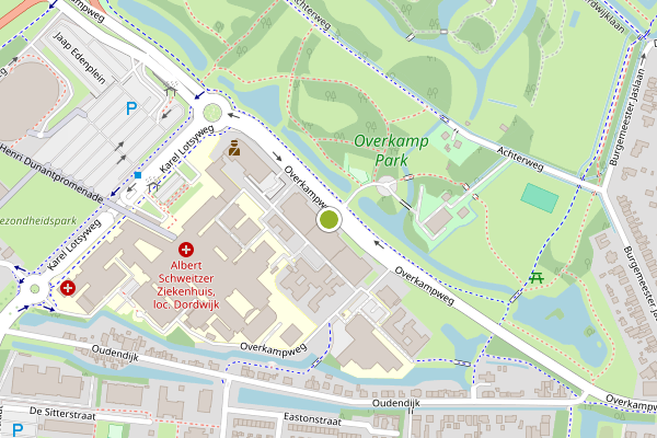 Ambulance-melding op Overkampweg, Dordrecht op 31 juli, kaart-overzicht