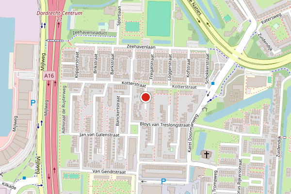 Brandweer-melding op Van Aerssenstraat, Dordrecht op 1 augustus, kaart-overzicht