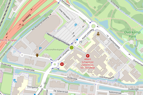 Ambulance-melding op Karel Lotsyweg, Dordrecht op 2 augustus, kaart-overzicht