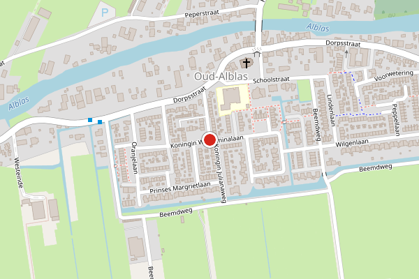 Brandweer-melding op Koningin Julianaweg, Oud-Alblas op 3 augustus, kaart-overzicht