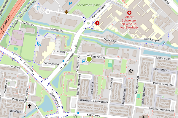 Ambulance-melding op De Sitterstraat, Dordrecht op 4 augustus, kaart-overzicht