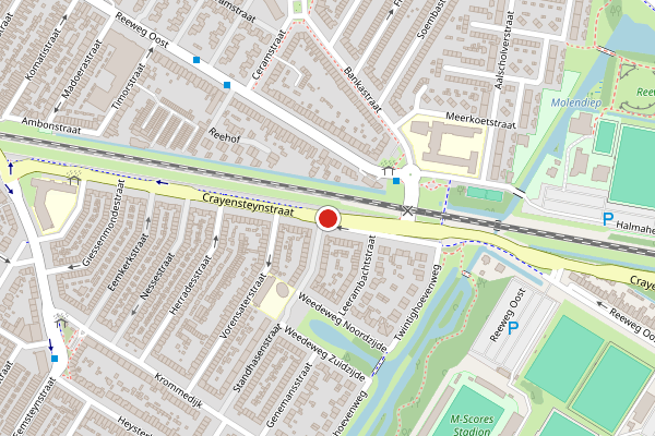 Brandweer-melding op Crayensteynstraat, Dordrecht op 5 augustus, kaart-overzicht