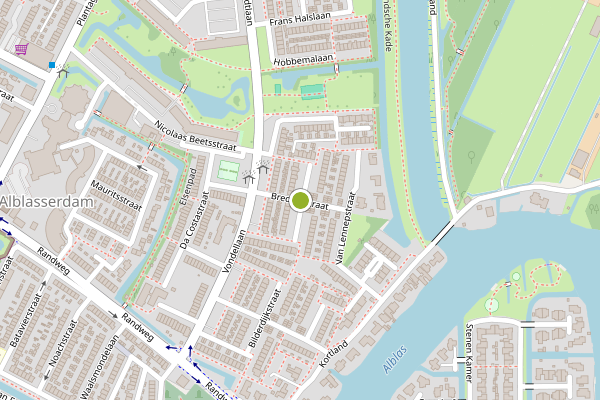 Ambulance-melding op Brederostraat, Alblasserdam op 6 augustus, kaart-overzicht