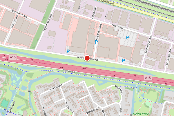 Brandweer-melding op Leeghwaterstraat, Sliedrecht op 7 augustus, kaart-overzicht