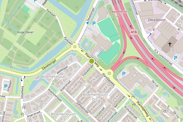 Ambulance-melding op Plantageweg, Zwijndrecht op 28 mei, kaart-overzicht