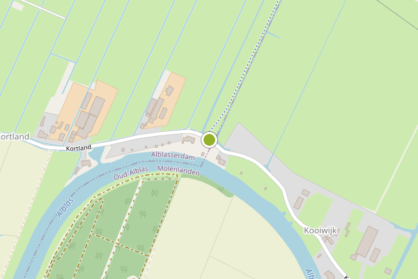 Ambulance-melding op Kortland, Alblasserdam op 27 mei, kaart-overzicht