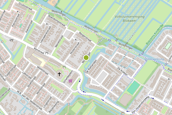 Ambulance-melding op Waalsingel, Alblasserdam op 22 mei, kaart-overzicht