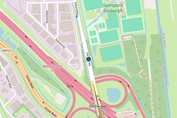 Politie-melding op Edisonweg, Alblasserdam op 22 mei, kaart-overzicht