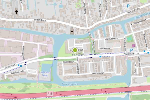 Ambulance-melding op Jupiterstraat, Hardinxveld-Giessendam op 26 mei, kaart-overzicht
