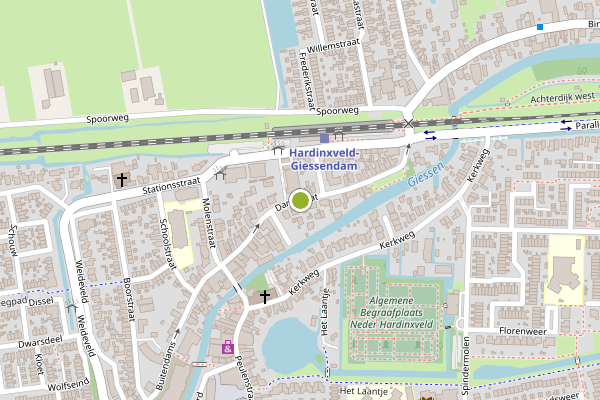 Ambulance-melding op Damstraat, Hardinxveld-Giessendam op 25 mei, kaart-overzicht