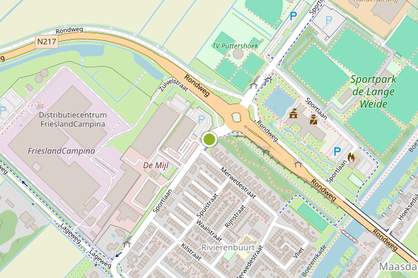 Ambulance-melding op Sportlaan, Maasdam op 27 mei, kaart-overzicht