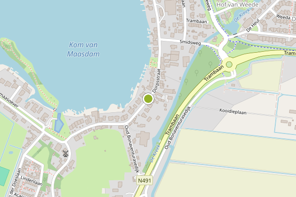 Ambulance-melding op Dorpsstraat, Maasdam op 25 mei, kaart-overzicht