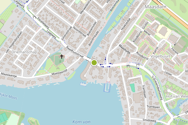Ambulance-melding op Raadhuisstraat, Maasdam op 8 mei, kaart-overzicht