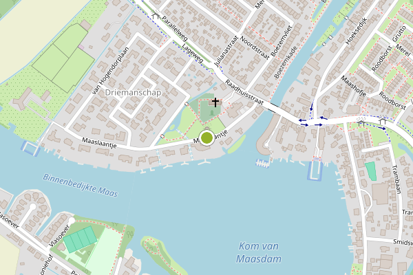 Ambulance-melding op Maaslaantje, Maasdam op 4 mei, kaart-overzicht