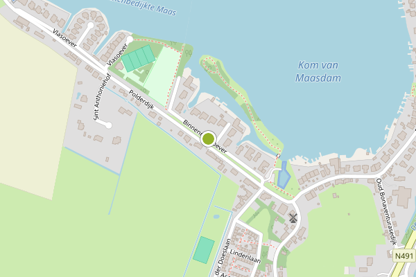 Ambulance-melding op Binnenmaasoever, Maasdam op 30 april, kaart-overzicht
