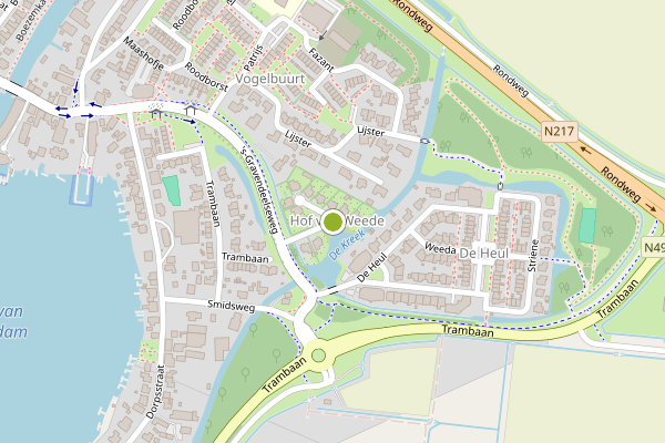 Ambulance-melding op Hof van Weede, Maasdam op 17 april, kaart-overzicht
