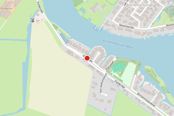 Brandweer-melding op Vlasoever, Maasdam op 11 april, kaart-overzicht