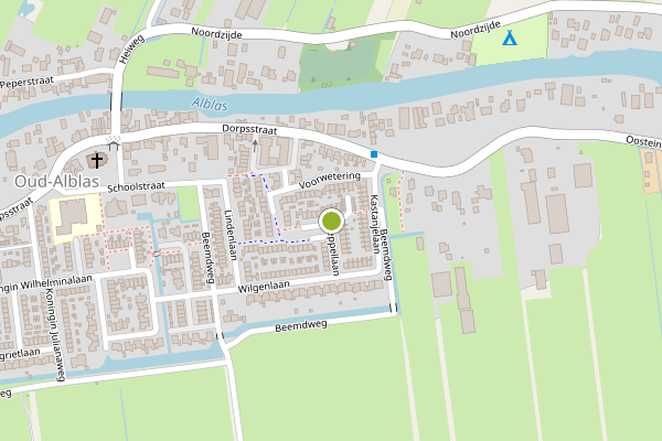 Ambulance-melding op Iepenlaan, Oud-Alblas op 13 mei, kaart-overzicht