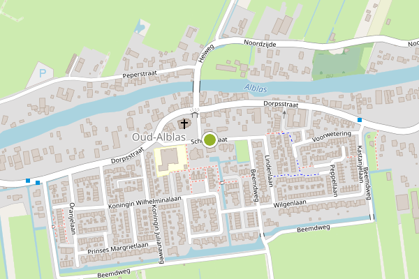Ambulance-melding op Schoolstraat, Oud-Alblas op 24 april, kaart-overzicht