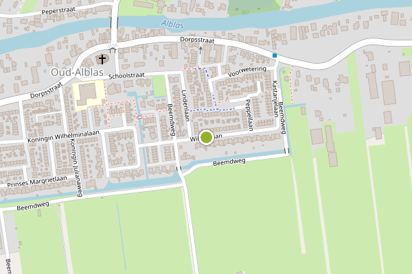 Ambulance-melding op Wilgenlaan, Oud-Alblas op 18 april, kaart-overzicht