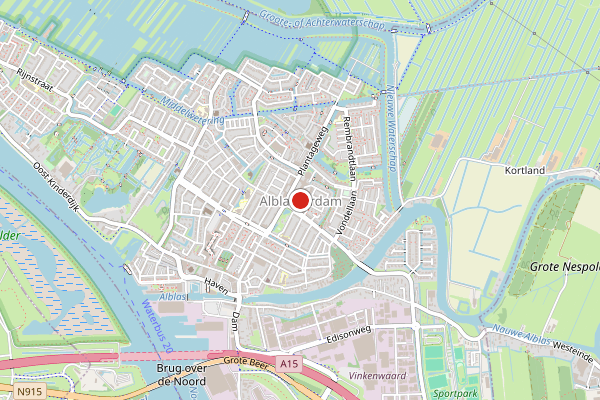 Brandweer-melding op Pijlstoep, Alblasserdam op 29 mei, kaart-overzicht