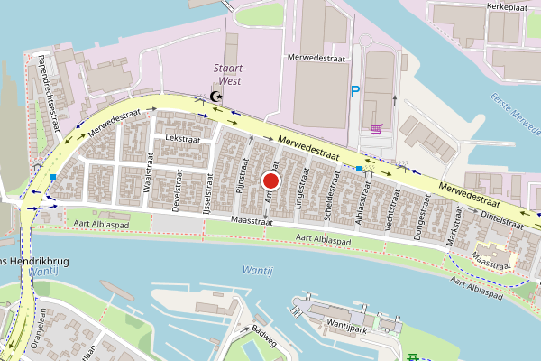 Brandweer-melding op Amerstraat, Dordrecht op 31 mei, kaart-overzicht
