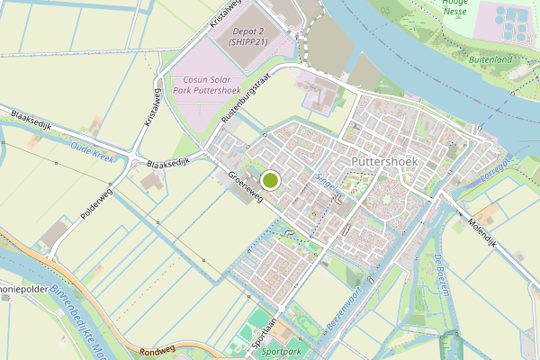 Ambulance-melding op Biezenvijver, Puttershoek op 31 mei, kaart-overzicht