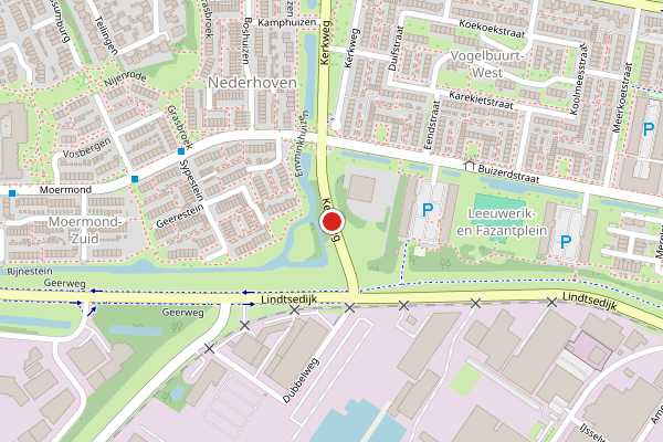 Brandweer-melding op Kerkweg, Zwijndrecht op 31 mei, kaart-overzicht