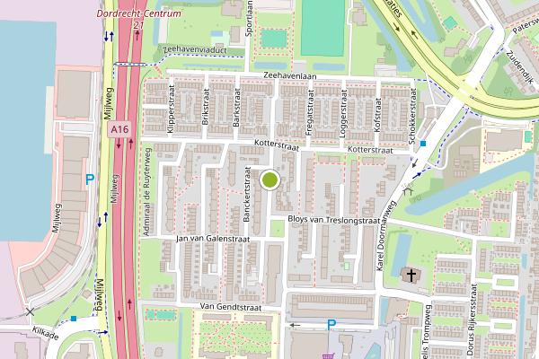 Ambulance-melding op Maarten Harpertsz. Trompweg, Dordrecht op 4 juni, kaart-overzicht