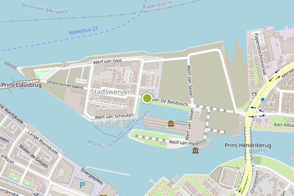 Ambulance-melding op Werf van De Biesbosch, Dordrecht op 5 juni, kaart-overzicht