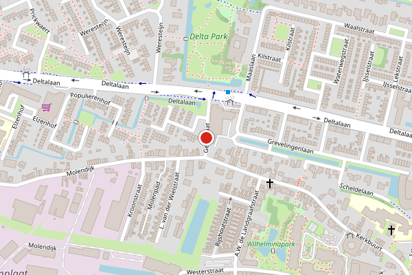 Brandweer-melding op Geulstraat, Sliedrecht op 8 juni, kaart-overzicht