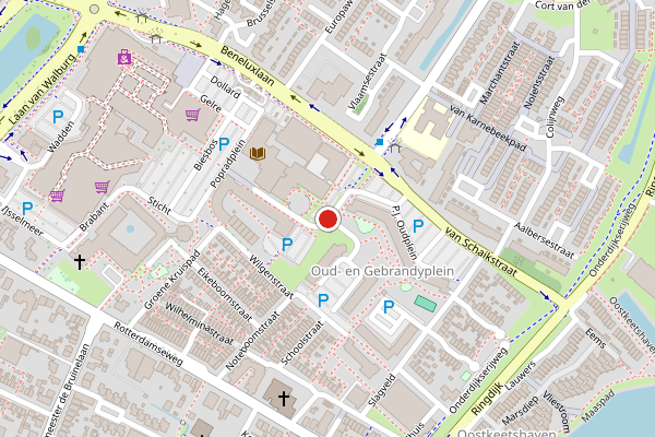 Brandweer-melding op Gerbrandyplein, Zwijndrecht op 8 juni, kaart-overzicht