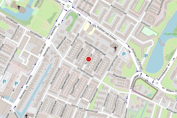 Brandweer-melding op Tulpstraat, Papendrecht op 8 juni, kaart-overzicht