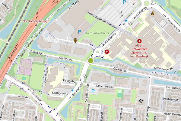 Ambulance-melding op Karel Lotsyweg, Dordrecht op 11 juni, kaart-overzicht